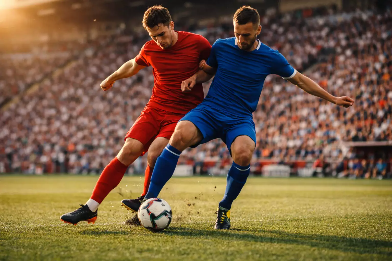 Fußballspieler auf grünem Rasen während eines Bundesliga-Spiels