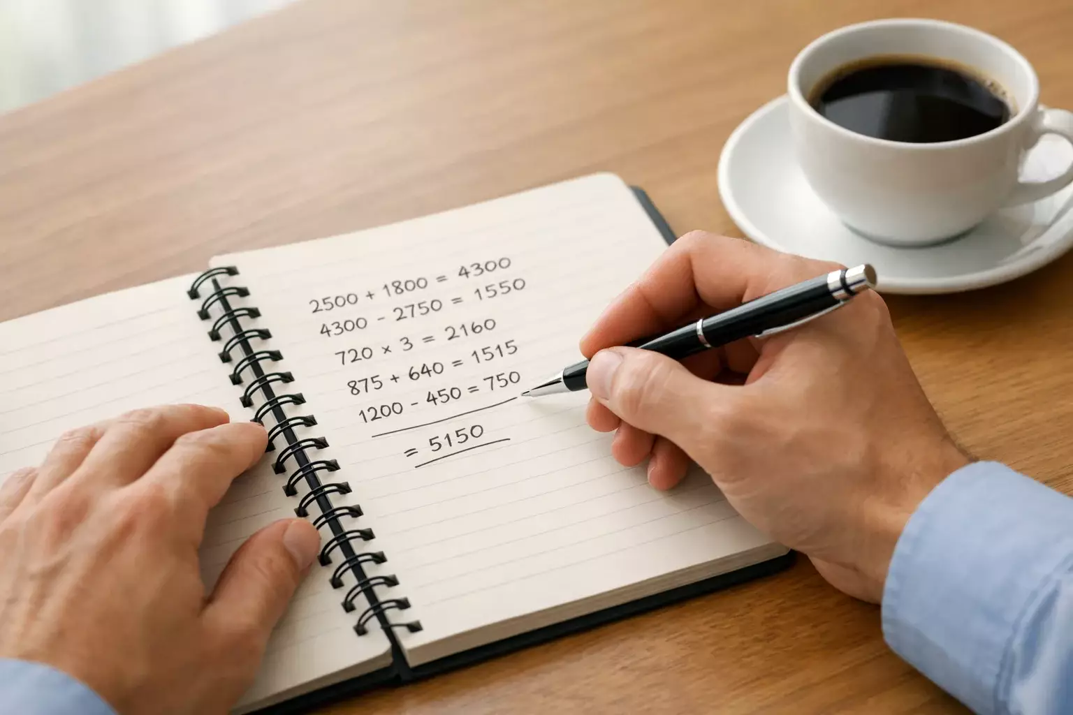 Person analysiert Wettquoten mit Notizblock und Stift am Schreibtisch