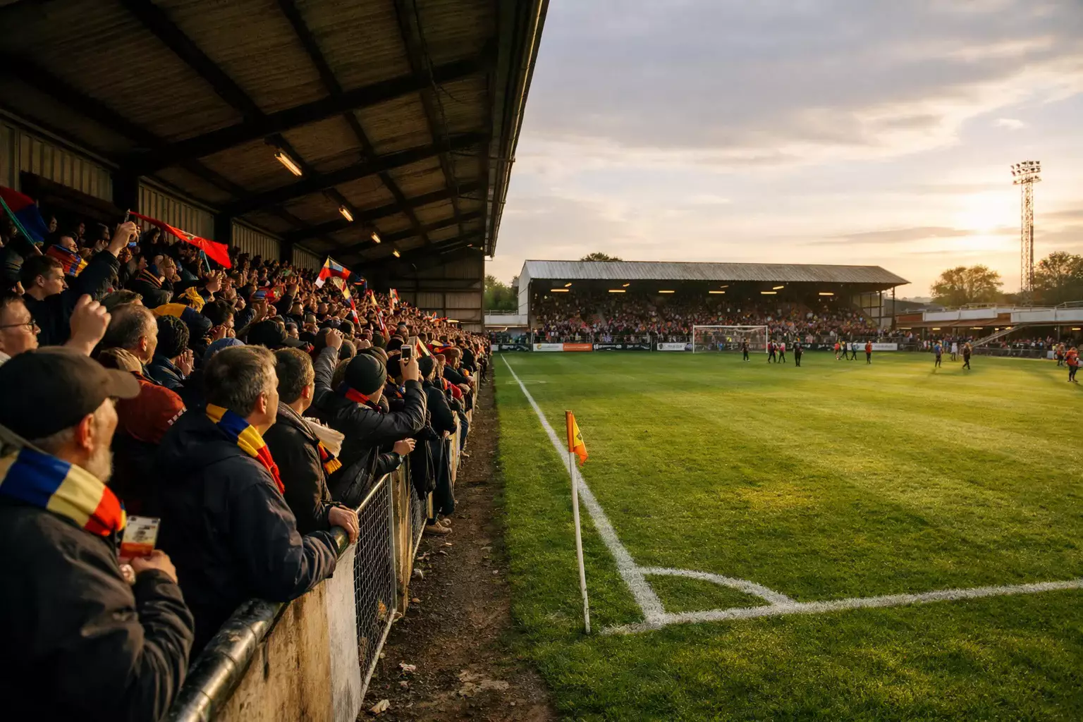 Zweitliga-Stadion mit spannender Atmosphäre und kompakter Tribüne